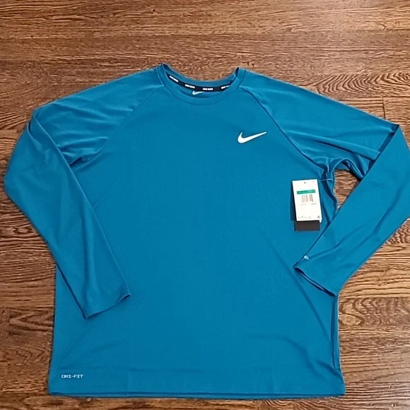 Nike Tops Nike Swim Long Sleeve Teal Blue Shirt With Upf